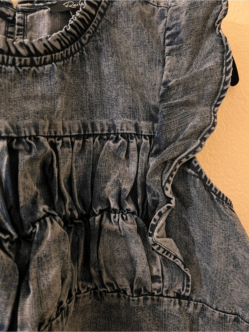 Rails Filomena Ruffled Chambray Top - Denim Blue - Picture 3 of 5